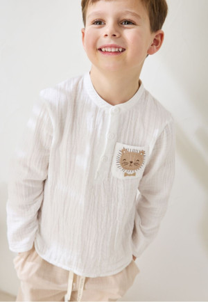 Petit Béguin Chemise enfant en gaze de coton Auguste