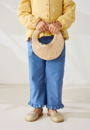 Petit Béguin Pantalon enfant en chambray Camila