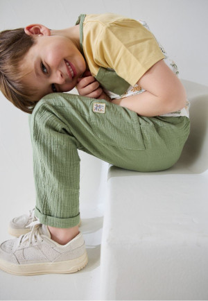 Petit Béguin Pantalon enfant en gaze de coton Gabin