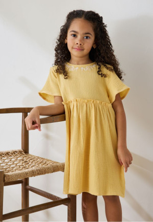 Petit Béguin Robe enfant en gaze de coton Camila