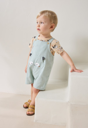 Petit Béguin Ensemble salopette bébé et t-shirt Bento