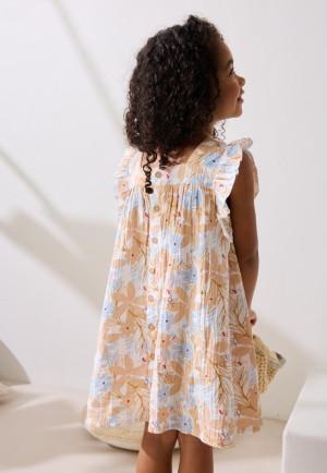 Petit Béguin Robe enfant en gaze de coton Praline