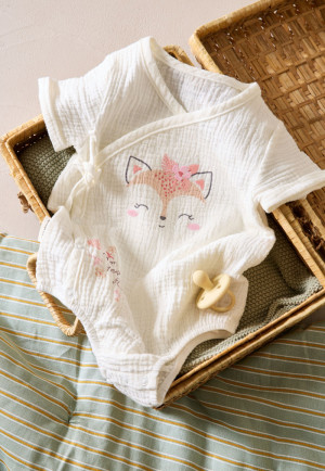 Petit Béguin Barboteuse bébé en gaze de coton Louison