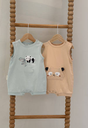 Petit Béguin Lot de 2 barboteuses bébé Bento