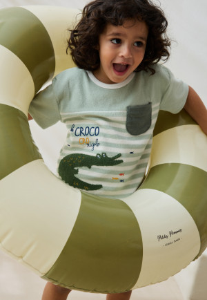 Petit Béguin T-shirt en éponge Crocro rigolo
