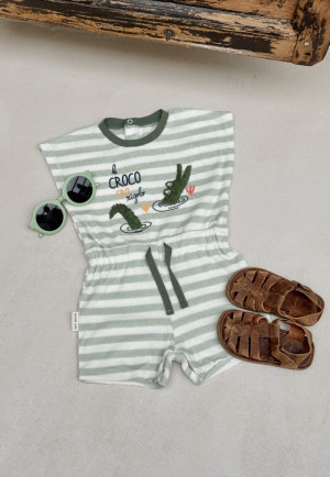 Petit Béguin Combishort bébé en éponge Crocro rigolo