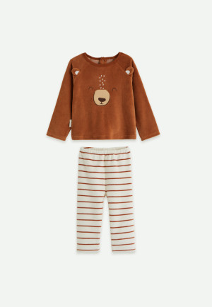 Petit Béguin Pyjama enfant 2 pièces en velours Moka