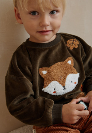 Petit Béguin Sweat-shirt bébé en velours Ginkgo