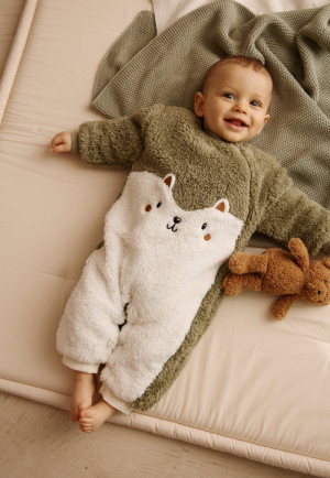 Petit Béguin Surpyjama bébé en sherpa Ginkgo
