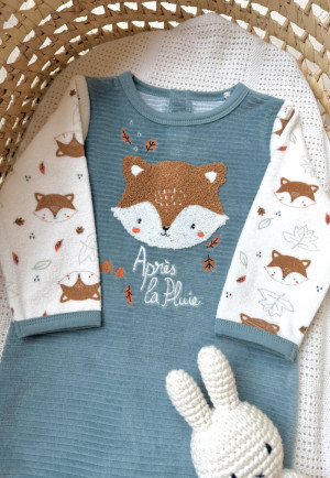 Petit Béguin Pyjama bébé en velours Ginkgo