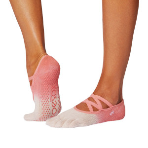 ToeSox Calzini Antiscivolo con 5 dita, con fascia o intreccio Sfumato Rosa #NEW Medium (39-42,5)