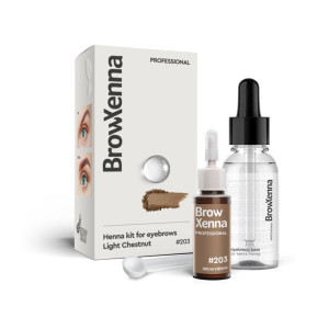 #203 Light Chestnut Henna pudrowa do brwi + baza hialuronowa BrowXenna