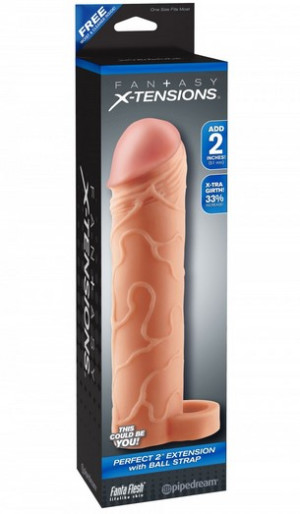 Pipedream Fantasy X-Tensions Fx Perfect 2" Ext With Ball Strap Flesh