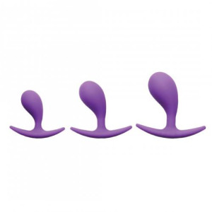 Frisky Booty Poppers Silicone Anal Plug Set Of 3 - Purple