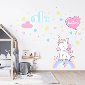 Einhorn und Name im Herzballon