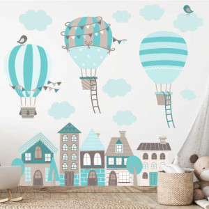 Wandsticker Heißluftballons in den Wolken