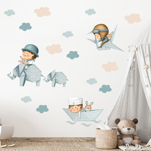 Wandsticker Papier-Elefanten