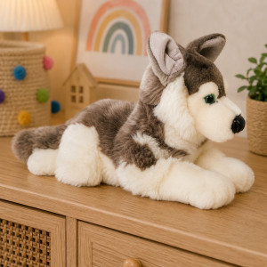 Piesek Husky Leżący Realistyczny - 35cm - pluszak, maskotka