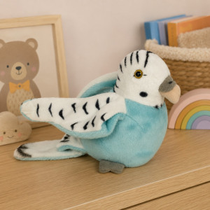 Papużka Falista Niebiesko-Biała Papuga DUBI - 14cm - pluszak, maskotka