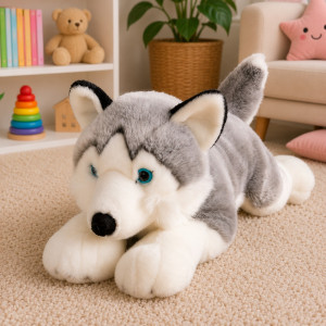 Piesek Husky Leżący Realistyczny DUBI - 62cm - pluszak, maskotka