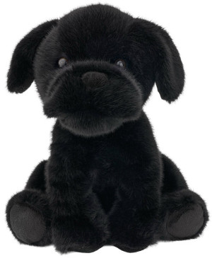 Piesek Buldog Czarny Bulldog Siedzący Realistyczny - 25cm - pluszak, maskotka