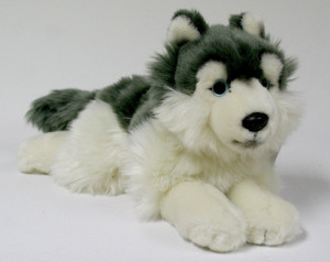 Piesek Husky Leżący - 38cm - pluszak, maskotka