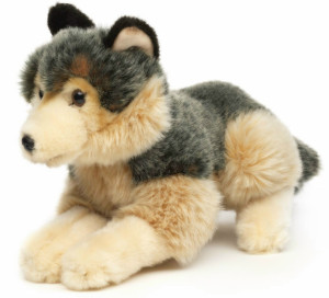 Wilk Leśny Leżący Mieszany Realistyczny - 25cm - pluszak, maskotka