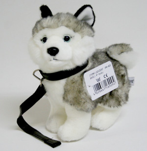 Piesek Husky na smyczy - 23cm - pluszak, maskotka