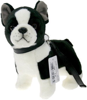 Piesek Buldog Francuski ze smyczą - 23cm - pluszak, maskotka