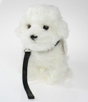 Piesek Maltańczyk ze smyczą - 27cm - pluszak, maskotka