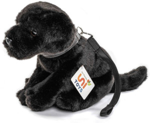 Piesek Labrador Czarny ze smyczą - 26cm - pluszak, maskotka
