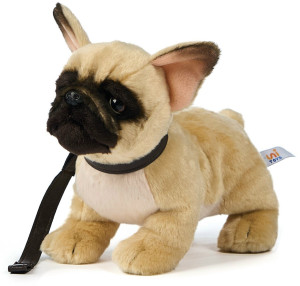 Piesek Buldog Francuski Stojący ze smyczą - 23cm - pluszak, maskotka