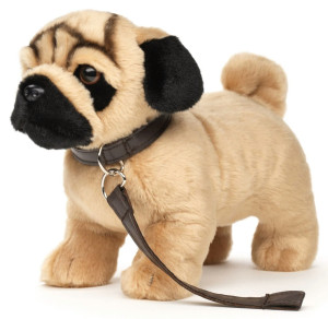 Piesek Buldog Francuski Realistyczny Bulldog ze smyczą - 26cm - pluszak, maskotka