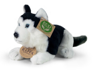 Piesek Husky Leżący Czarny - 17cm - pluszak, maskotka