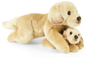 Piesek Labrador Leżący ze szczeniakiem - 25cm - pluszak, maskotka