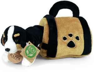 Piesek Berneński Czarny Bernardyn w budzie - 20cm - pluszak, maskotka