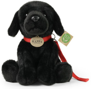 Piesek Labrador Czarny Siedzący na smyczy - 28cm - pluszak, maskotka