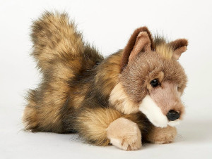 Wilk Kojot Leżący Realistyczny - 27/20cm - pluszak, maskotka