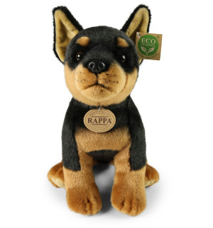 Piesek Doberman Siedzący Realistyczny - 30cm - pluszak, maskotka