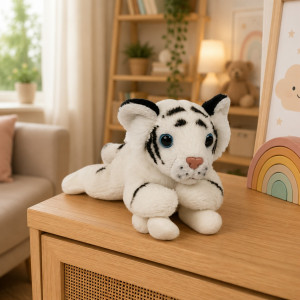 Tygrys Biały Leżący Mini Ziki - 14cm - pluszak, maskotka