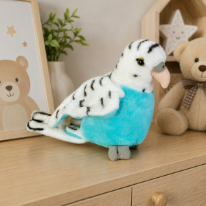 Papużka Falista Błękitno-Biała Papuga DUBI - 16cm - pluszak, maskotka