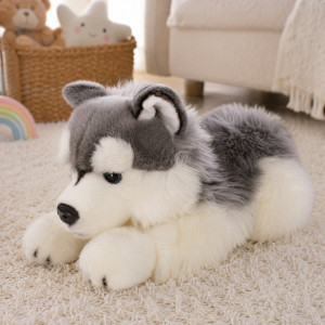 Piesek Husky Leżący Realistyczny DUBI - 42cm - pluszak, maskotka