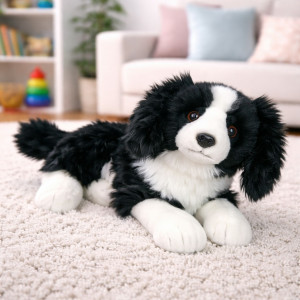 Piesek Border Collie Leżący Realistyczny DUBI - 28cm - pluszak, maskotka