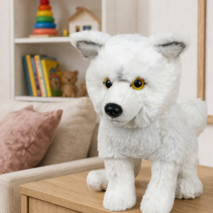 Wilk Biały Siedzący Realistyczny DUBI - 16cm - pluszak, maskotka