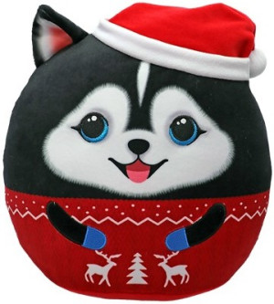 Poduszka Piesek Czarny Świąteczny Rudy Squishy Ty - 22x22cm - pluszak, maskotka