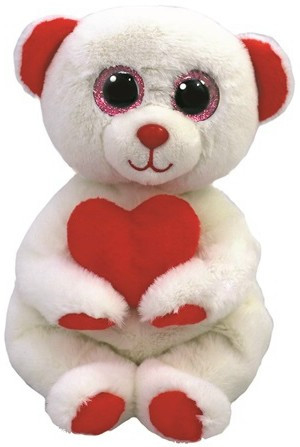 Miś Biały z sercem Desi Pupilki TY - 15cm - pluszak, maskotka