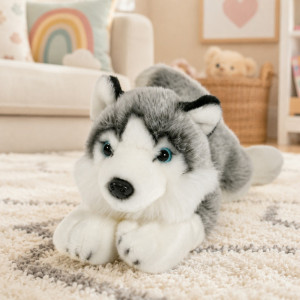 Piesek Husky Leżący Realistyczny DUBI - 34cm - pluszak, maskotka