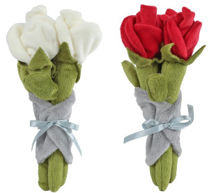 Bukiet Róż Kwiaty Pluszowe Róże 2 kolory - 22cm - pluszak, maskotka