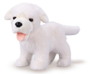 Piesek Biały Labrador Stojący Realistyczny - 23cm - pluszak, maskotka