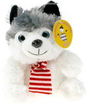 Piesek Husky z szalikiem - 19cm - pluszak, maskotka